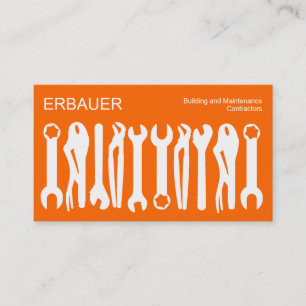 Cartão De Visita Ferramentas do comércio - branco na laranja