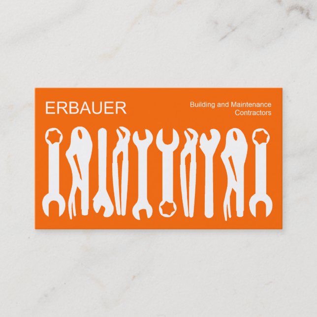 Cartão De Visita Ferramentas do comércio - branco na laranja (Frente)