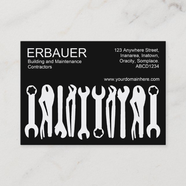 Cartão De Visita Ferramentas do Comércio (Chubby) - Branco a Preto (Frente)