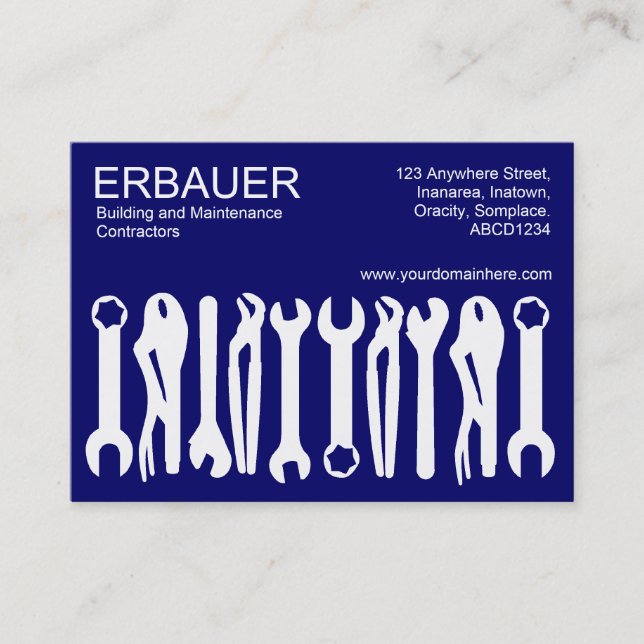 Cartão De Visita Ferramentas do Comércio (Chubby) - Branco sobre Az (Frente)