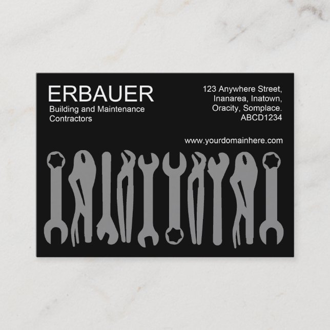 Cartão De Visita Ferramentas do comércio (Chubby) - Cinzas a preto (Frente)