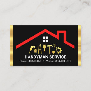 Cartão De Visita Ferramentas do Handyman no Telhado - Stripes