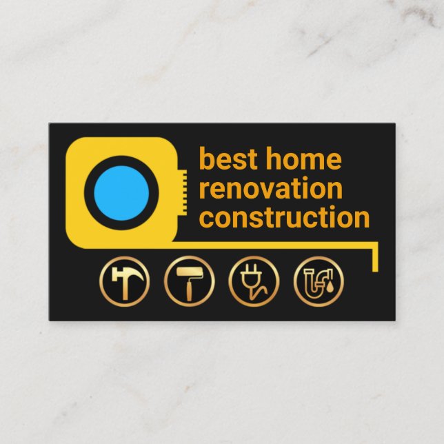 Cartão De Visita Ferramentas Douradas para Handyman da Fita de Medi (Frente)