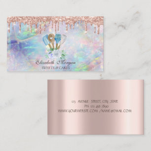 Cartão De Visita Ferramentas manuais de padaria em Rose Gold Drips