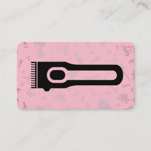 Cartão De Visita Ferramentas para Cabelo Barbeiro Fundo Rosa