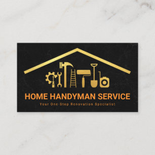 Cartão De Visita Ferramentas para o Handyman do Dourado Criativo