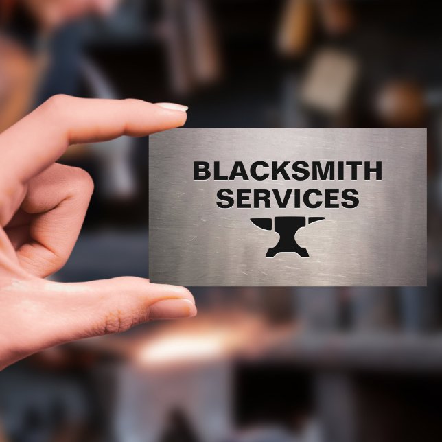 Cartão De Visita ferreiro - bigorna sobre chapa Vestida (Blacksmith - Anvil on Worn sheet metal Business Card)