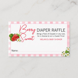 Cartão De Visita Festa de Bebê Diaper Raffle Morango Doce