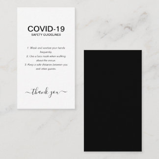 Cartão De Visita Festa de Diretrizes de Segurança do Covid Branco S