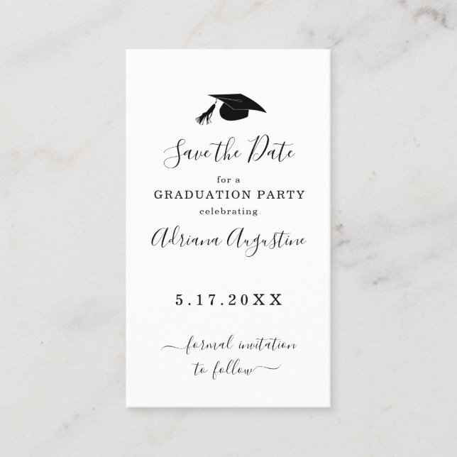 Cartão De Visita Festa de formatura Salvar a Data Inserir (Frente)