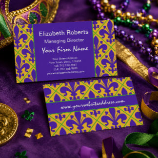 Cartão De Visita Festa de Mardi Gras New Orleans Fleur de Lis