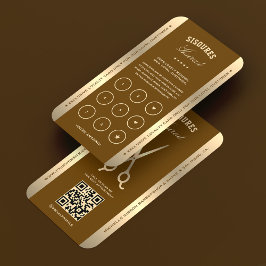 Cartão De Visita Fidelidade Tesoura Barbearia Marrom Barbeiro Elega