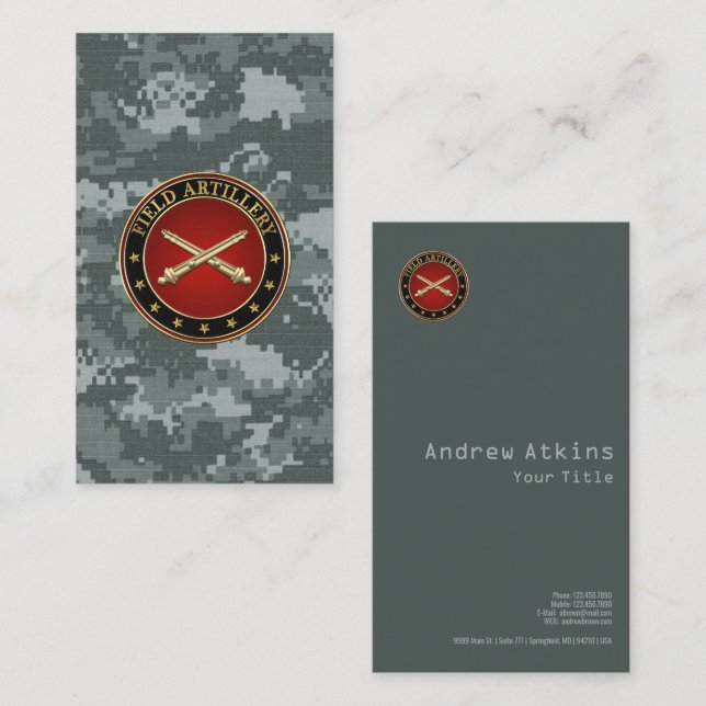 Cartão De Visita Field Artillery Branch Insignia Special Edition (Frente/Verso)