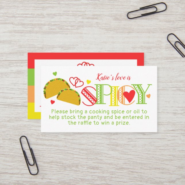 Cartão De Visita Fiesta Chá de panela Tacos Spice Raffle Ticket (Frente/Verso In Situ)