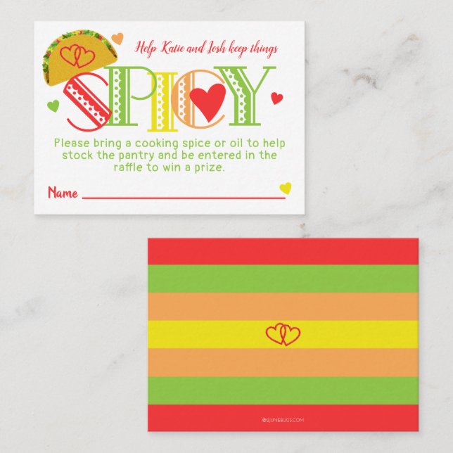 Cartão De Visita Fiesta Chá de panela Tacos Spice Raffle Ticket (Frente/Verso)