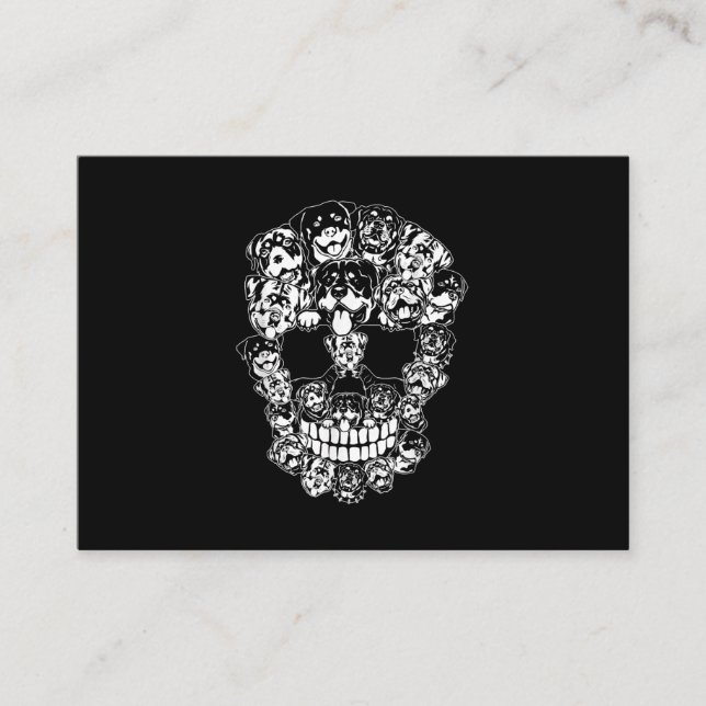 Cartão De Visita Figurino de Halloween Caveira Rottweiler (Frente)