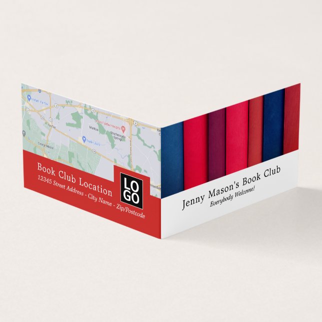 Cartão De Visita Fileira de Livros, Clube de Livros Detalhado (Exterior)