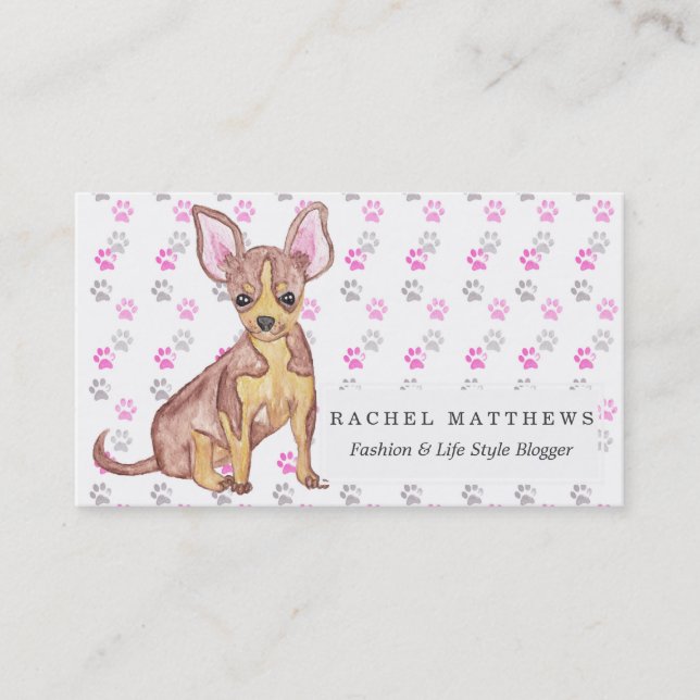 Cartão De Visita Filhote de cachorro bonito da chihuahua em (Frente)