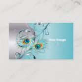 Cartão De Visita Peacock Azul Índio Elegante