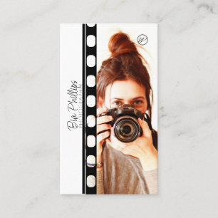 Cartão De Visita Filme Preto e Branco para sua Foto e Logotipo Foto