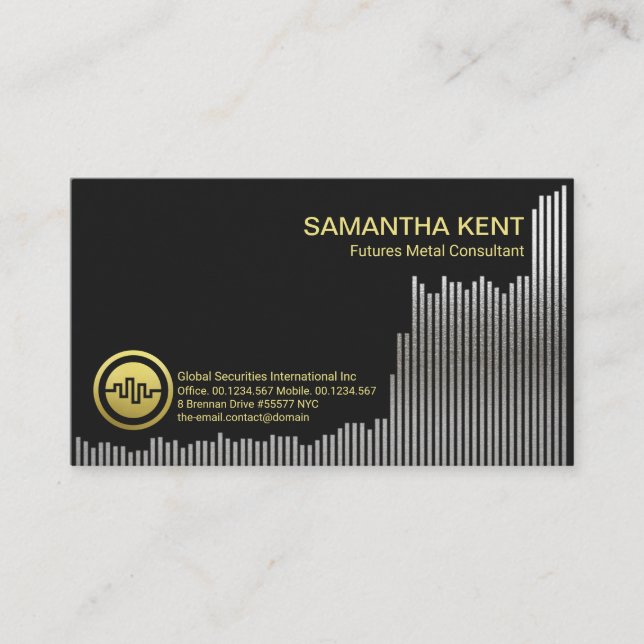 Cartão De Visita Finanças do Gráfico de Partilha de Futuros Metálic (Frente)