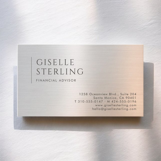 Cartão De Visita Financial Advisor Brushed Metal (Criador carregado)
