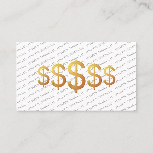 Cartão De Visita Financial Advisor Dollar Symbol Money Management (Frente)