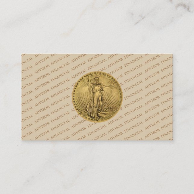 Cartão De Visita Financial Advisor Gold Coin Money Management Pro (Frente)