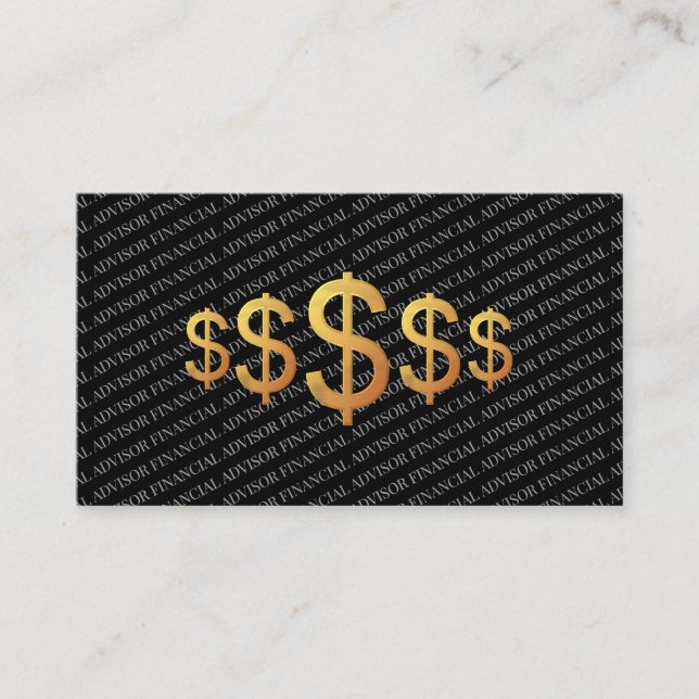 Cartão De Visita Financial Advisor Money Wealth Management Gold (Frente)