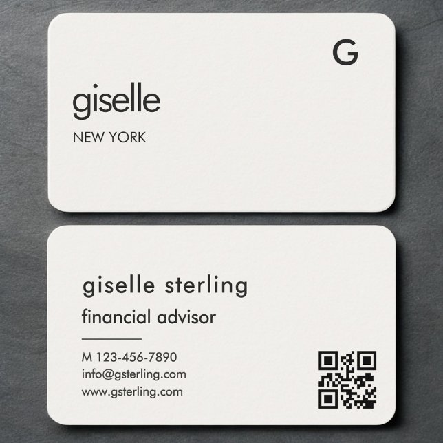 Cartão De Visita Financial Advisor Neutral QR Code (Criador carregado)