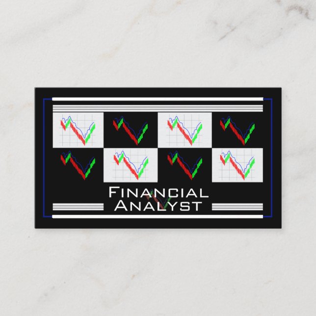 Cartão De Visita Financial Analyst Money Strategy Colorful Graphs (Frente)