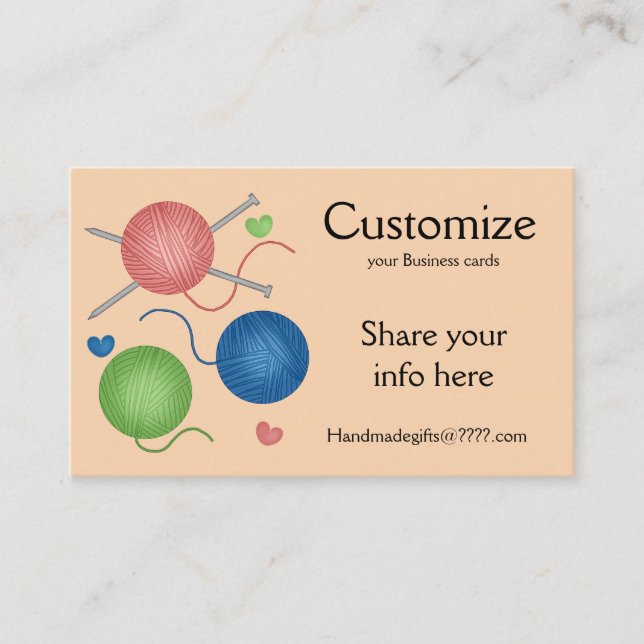 Cartão De Visita Fios/crochê/Cartões de visitas de tricô (Frente)