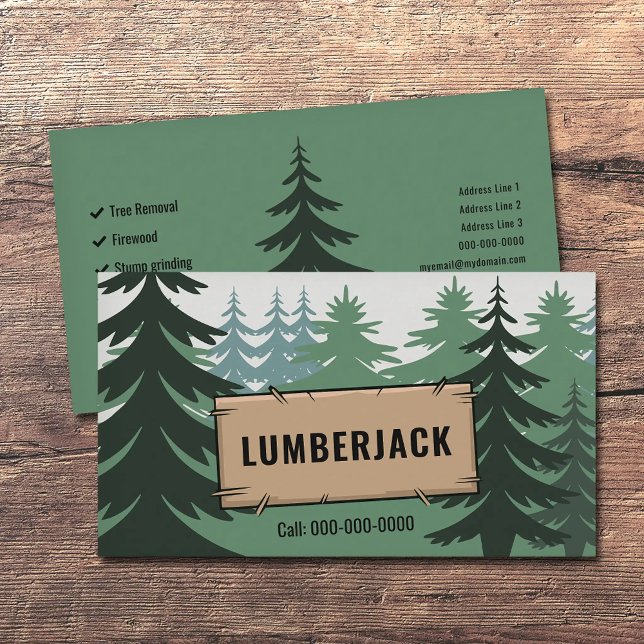 Cartão De Visita Fir Forest - Lumberjack Services (Fir Forest - Lumberjack Services Business Card)