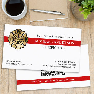 Cartão De Visita Fire Department Personalizar Logotipo do Código QR