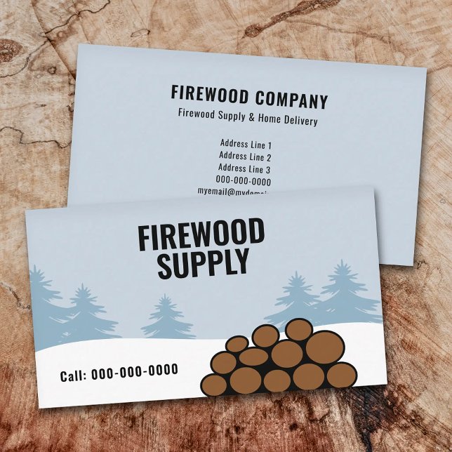 Cartão De Visita Firewood Supply & Home Delivery (Firewood Supply & Home Delivery Business Card)