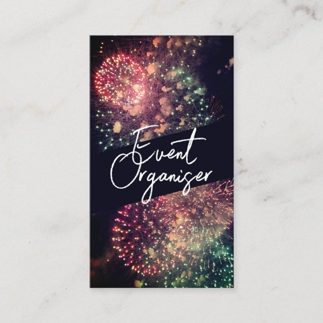 Cartão De Visita Fireworks de código QR personalizado personalizado (Frente)