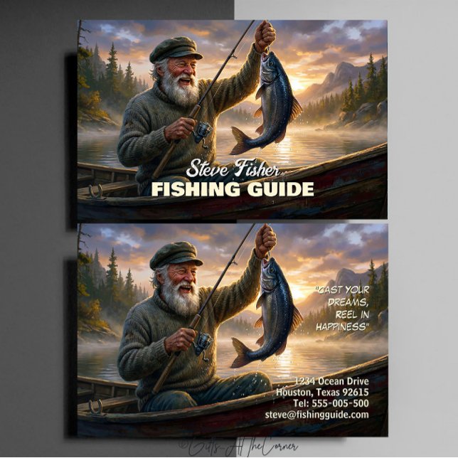 Cartão De Visita Fishing Guide Big Fish Catch Lake (Criador carregado)