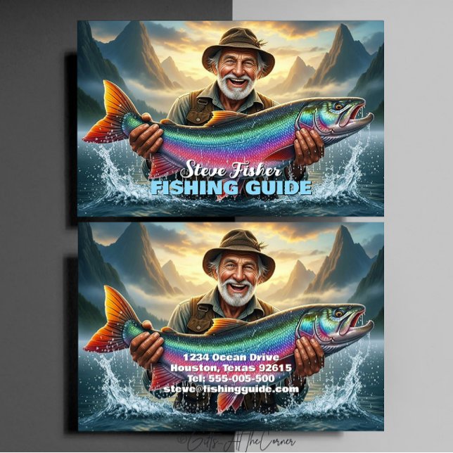 Cartão De Visita Fishing Guide Fisherman Fish Lake Ocean (Criador carregado)