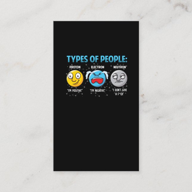Cartão De Visita Físico engraçado Proton Elétron Neutron (Frente)