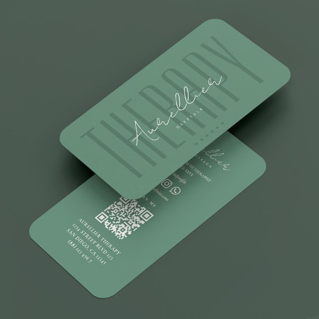 Cartão De Visita Fisiologista Terapista Moderno Dusty Teal Script (Modern Therapist Physiologist Dusty Teal Script Business Card
)
