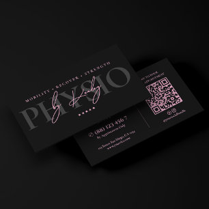 Cartão De Visita Fisioterapeuta Terapeuta Físico Rosa Preto