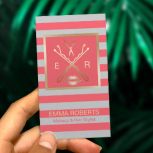 Cartão De Visita Fita-Cabelo Artista Estilos Corais e Cinzas