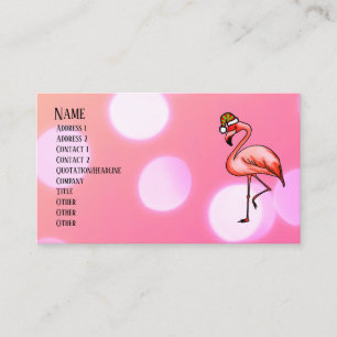 Cartão De Visita Flamingo Rosa Natal Tropical Feriado
