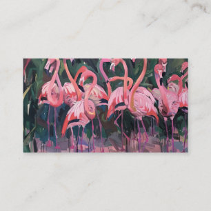 Cartão De Visita flamingos cor-de-rosa tropicais colocados contra v