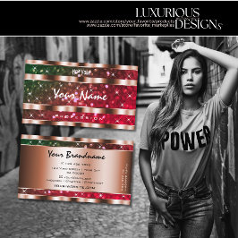 Cartão De Visita Flashy Green - Estrelas brilhantes cor-de-rosa Ros