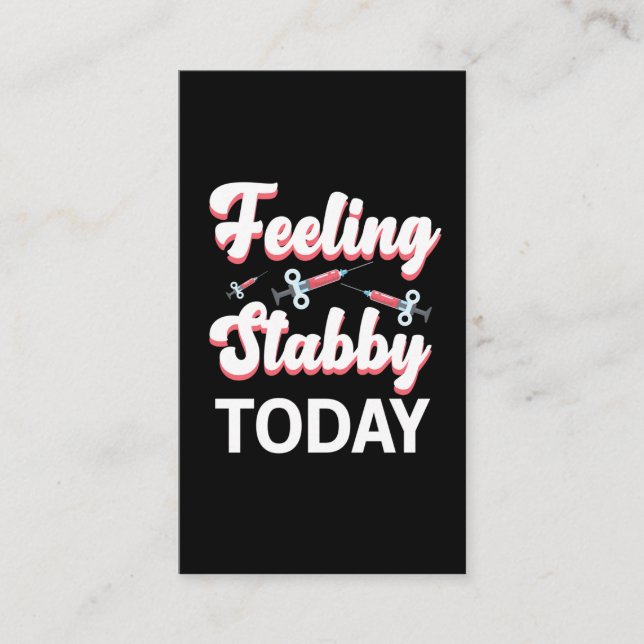 Cartão De Visita Flebotomia Seringa Humor Desenhar Venopunctura san (Frente)