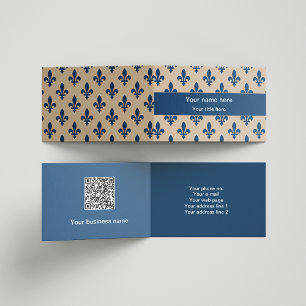 Cartão De Visita Fleur de Lis Pattern, Francês, Real, Azul Marinho