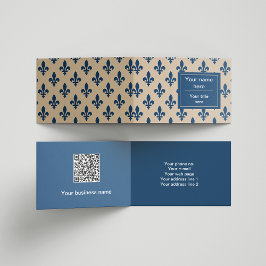 Cartão De Visita Fleur de Lis Pattern, Francês, Real, Azul Marinho