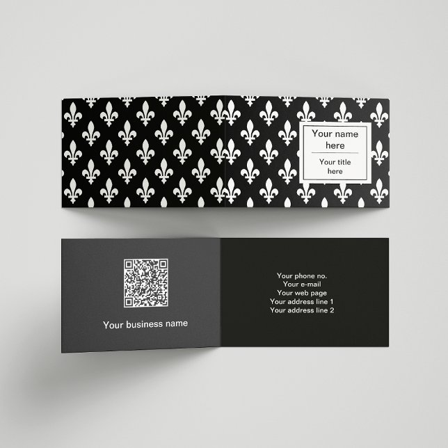 Cartão De Visita Fleur de Lis Pattern, Francês, Real, Branco (Criador carregado)