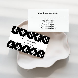 Cartão De Visita Fleur de Lis Pattern, Francês, Real, Branco